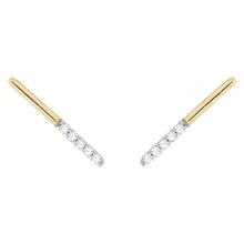 Load image into Gallery viewer, 9ct Yellow Gold 0.05 Carat Diamond Bar Earrings with 10 Brilliant Cut Diamonds