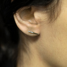 Load image into Gallery viewer, 9ct Yellow Gold 0.05 Carat Diamond Bar Earrings with 10 Brilliant Cut Diamonds