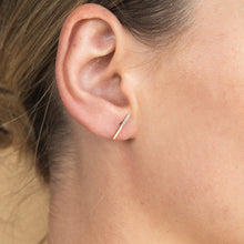 Load image into Gallery viewer, 9ct Yellow Gold 0.05 Carat Diamond Bar Earrings with 10 Brilliant Cut Diamonds