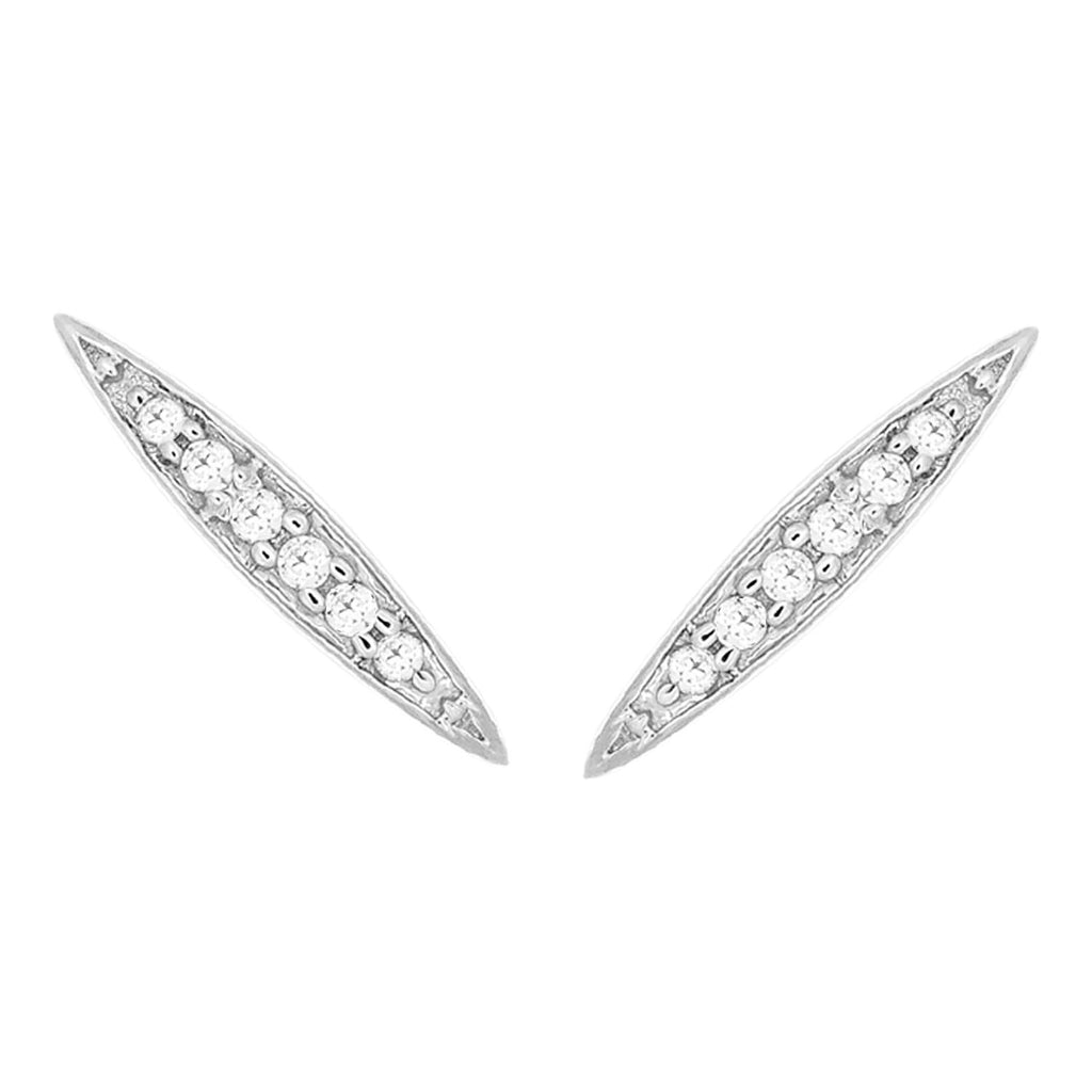 9ct White Gold 0.01 Carat Diamond Bar Earrings with 12 Brilliant Cut Diamonds