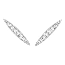Load image into Gallery viewer, 9ct White Gold 0.01 Carat Diamond Bar Earrings with 12 Brilliant Cut Diamonds