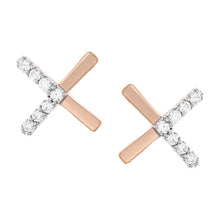 Load image into Gallery viewer, 9ct Rose Gold 0.05 Carat Diamond Earrings with 14 Brilliant Cut Diamonds