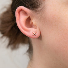 Load image into Gallery viewer, 9ct Rose Gold 0.05 Carat Diamond Earrings with 14 Brilliant Cut Diamonds