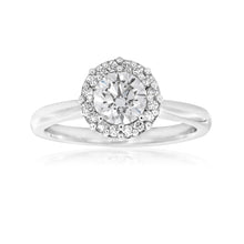 Load image into Gallery viewer, Luminesce Laboratory Grown 18ct White Gold 0.80 Carat Diamond Ring with Diamond Halo