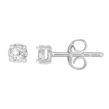 Load image into Gallery viewer, 9ct White Gold Diamond Stud Earrings 18 Brilliant Cut Diamonds