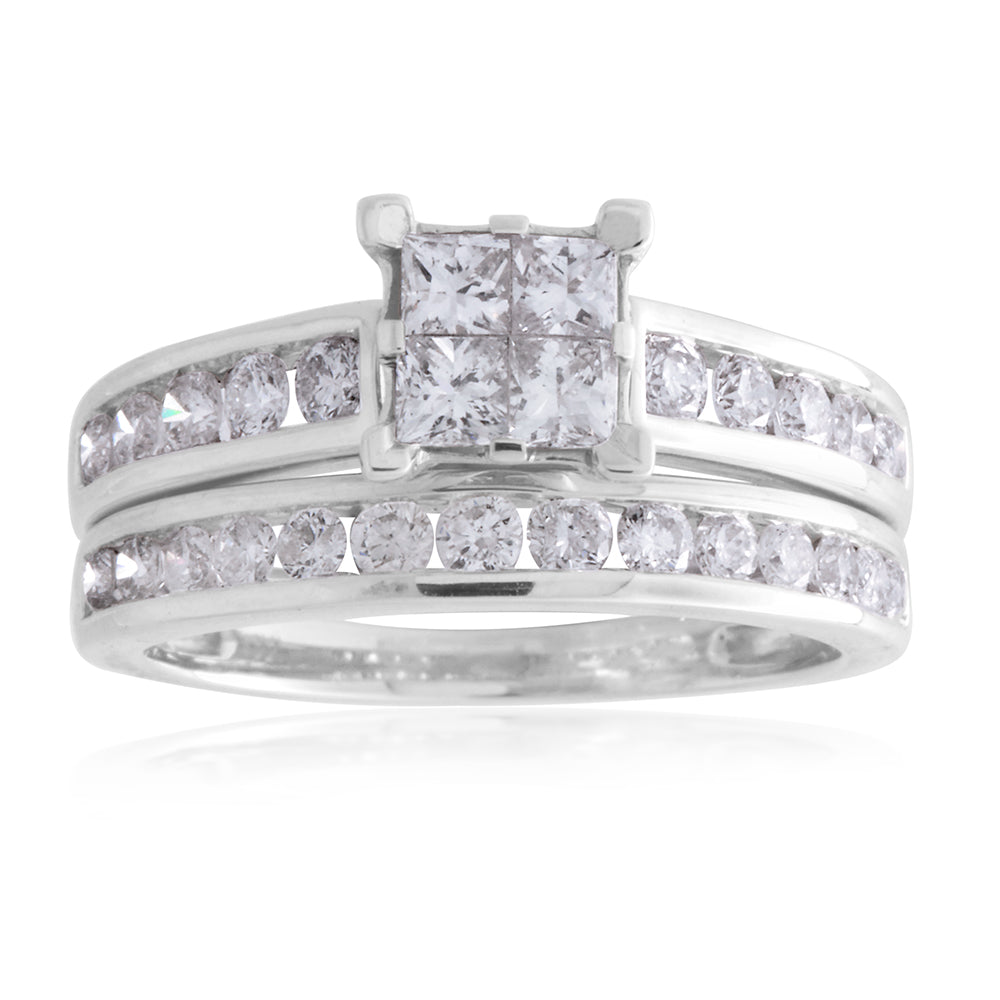 SEAMLESS LOVE  9ct White Gold Bridal Set Ring with 1.20 Carat of Diamonds