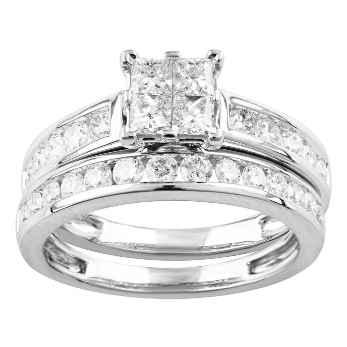 SEAMLESS LOVE  9ct White Gold Bridal Set Ring with 1.20 Carat of Diamonds