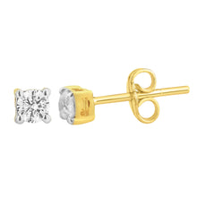 Load image into Gallery viewer, 9ct Yellow Gold  0.10 Carat Diamond Stud Earrings