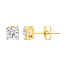 Load image into Gallery viewer, 9ct Yellow Gold 1/2 Carat Diamond Stud Earrings