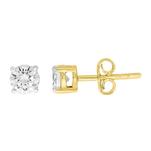 Load image into Gallery viewer, 9ct Yellow Gold  1.00 Carat Diamond Stud Earrings