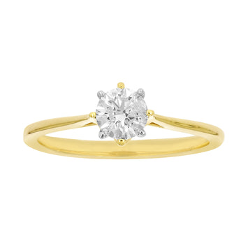 9ct Yellow Gold  1/2 Carat Diamond Solitaire Ring