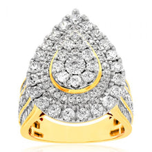 Load image into Gallery viewer, 9ct Yellow Gold 3 Carat Diamond Ring with Brilliant Cut and Tapered Baguette Diamonds