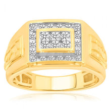 Load image into Gallery viewer, 9ct Yellow Gold 1/2 Carat Diamond Ring Set With 24 Brilliant Cut Diamonds