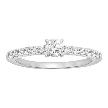 9ct White Gold 1/2 Carat Diamond Set Ring