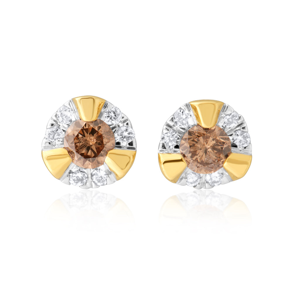 Champagne diamond studs on sale