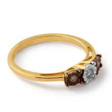 Load image into Gallery viewer, 9ct Yellow Gold Australian Champagne Diamond Ring with 2 Brilliant White Diamonds