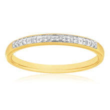 Load image into Gallery viewer, 9ct Yellow Gold Diamond Ring with 7 Brilliant Cut Diamonds