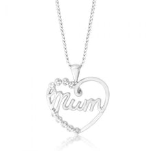 Load image into Gallery viewer, Sterling Silver Diamond Mum Heart Pendant