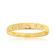 Load image into Gallery viewer, 9ct Yellow Gold  0.05 Carat Diamond Ring with 5 Brilliant Cut Diamonds