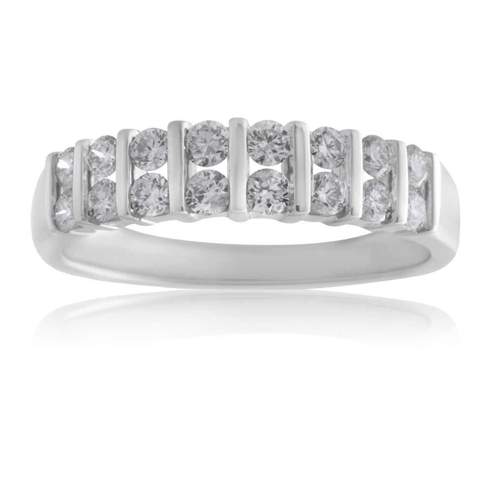 9ct White Gold 1/2 Carat Double Row Channel Set Diamond Ring