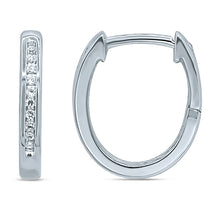Load image into Gallery viewer, 9ct White Gold Hoop Earrings with 20 Brilliant Diamonds