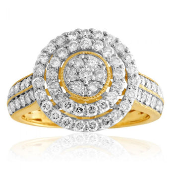 9ct Yellow Gold 1 Carat Diamond Dress Ring