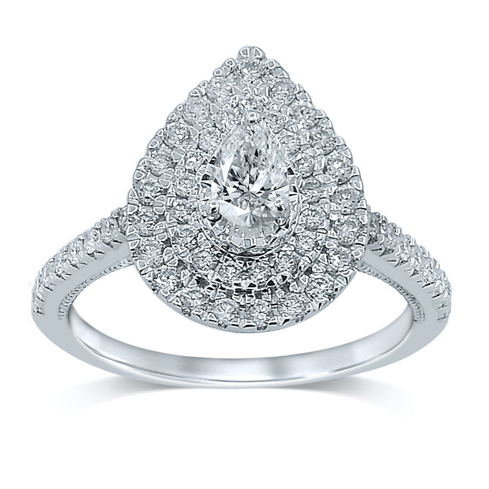 9ct White Gold 0.85 Carat Diamond Solitaire Pear Shaped Ring