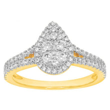 Load image into Gallery viewer, 9ct Yellow Gold 1 Carat Diamond Pear Shape Ring with Split Shank