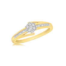 Load image into Gallery viewer, 9ct Yellow Gold Solitaire Dress Ring with 27 Diamonds
