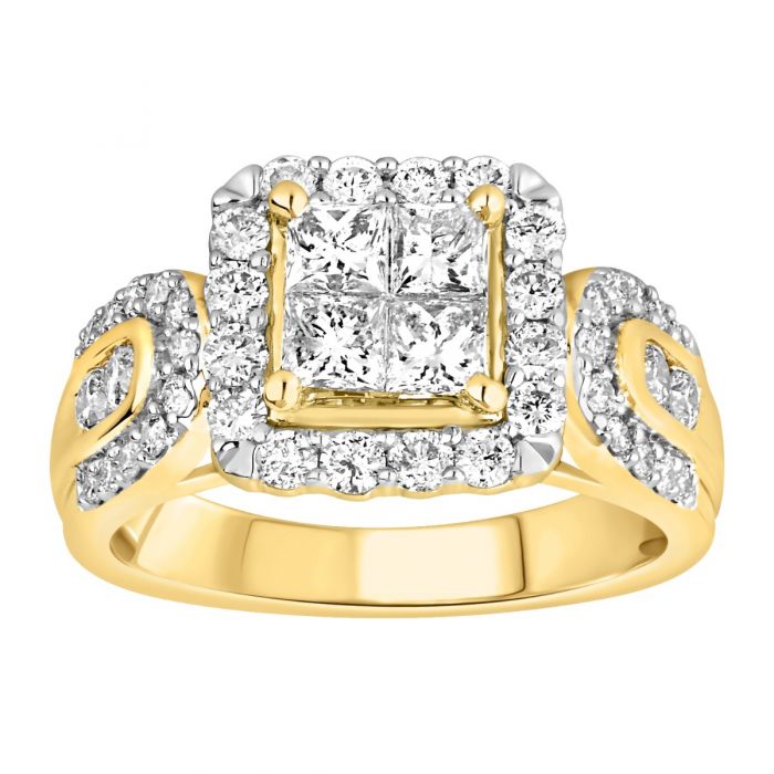 9ct Yellow Gold 2 Carat Diamond Dress Ring