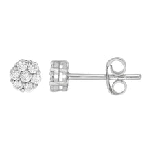 Load image into Gallery viewer, 9ct White Gold 1/4 Carat Diamond Cluster Stud Earrings