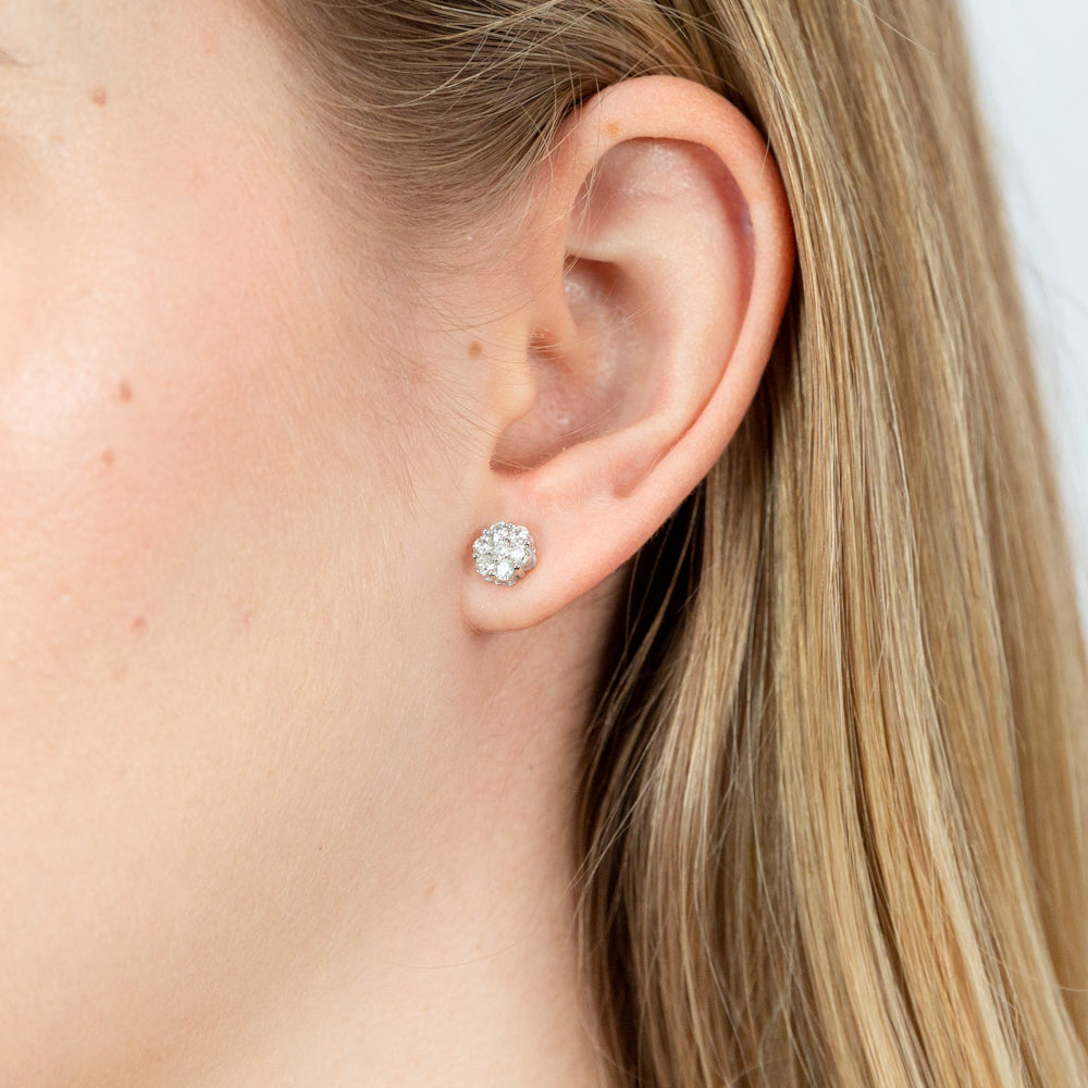 9ct White Gold 1/2 Carat Diamond Stud Earrings