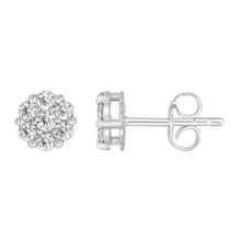 Load image into Gallery viewer, 9ct White Gold 1 Carat Diamond Cluster Stud Earrings