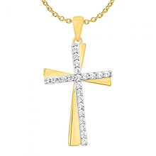 Load image into Gallery viewer, 9ct Yellow and White Gold 1/5 Carat Diamond Cross Pendant