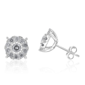 9ct White Gold 1 Carat Diamond Stud Earrings