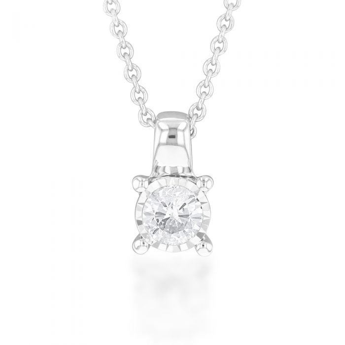 9ct White Gold 1/5 Carat Diamond Pendant on 45cm Chain