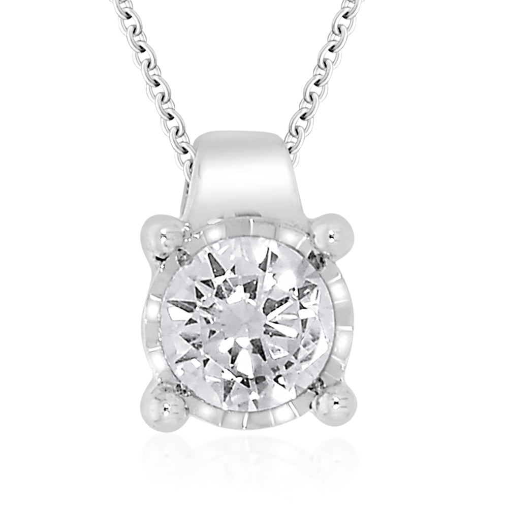 9ct White Gold 1/2 Carat Diamond Pendant on 45cm Chain