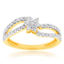 Load image into Gallery viewer, Luminesce Lab Grown 9ct Yellow Gold 0.40 Carat Diamond Ring with 41 Diamonds