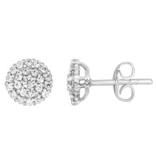 Load image into Gallery viewer, 9ct White Gold 1/2 Carat Diamond Cluster Stud Earrings