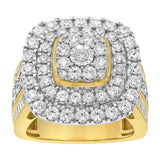 9ct Yellow Gold 3.05 Carat Diamond Ring with Brilliant and Tapered Baguette Diamonds