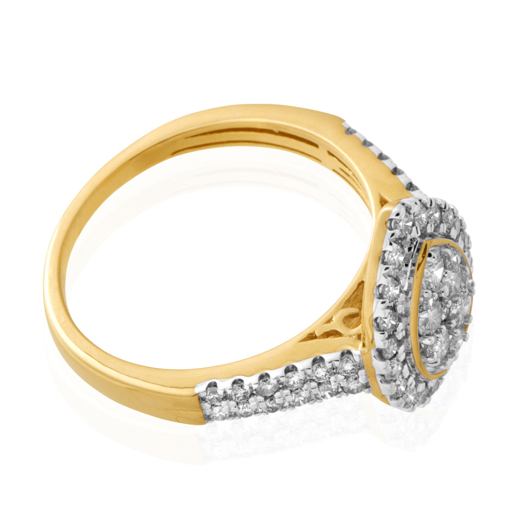 9ct Yellow Gold 1 Carat Diamond Pear Shape Cluster Ring