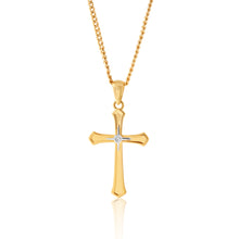 Load image into Gallery viewer, 9ct Yellow Gold Diamond Cross Pendant