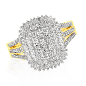 Multistone Diamond Dress Ring in 9ct Yellow Gold
