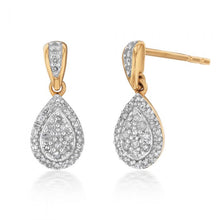 Load image into Gallery viewer, Pear 0.16ct Diamond Drop Earrings in 9ct Gold