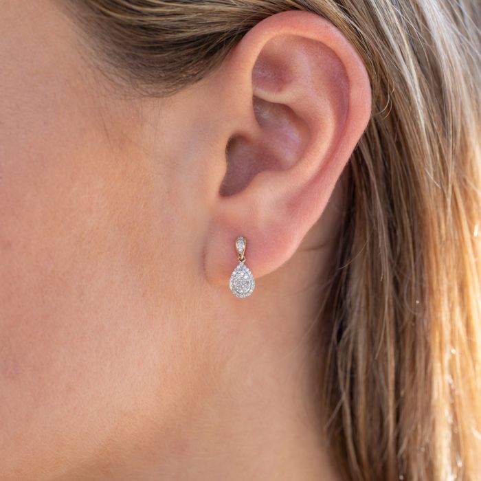 Pear 0.16ct Diamond Drop Earrings in 9ct Gold