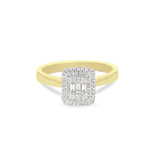 Load image into Gallery viewer, 0.25ct Baguette &amp; Round Duchess Halo Ring in 9ct Gold
