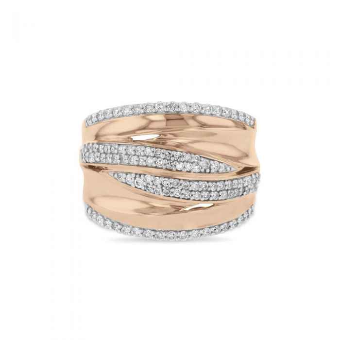 Dramatic Wrap 0.65ct Diamond Pave Ring in 9ct Rose Gold