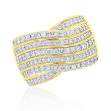 Load image into Gallery viewer, Diamond Pave Crossover Ring in 9ct Yellow Gold
