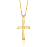 9ct Yellow Gold Diamond Cross Pendant