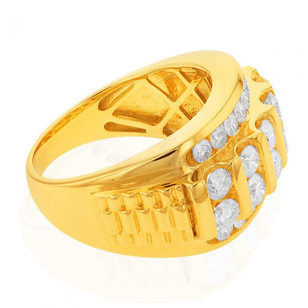 9ct Yellow Gold 3 Carat Diamond Mens Ring Grahams Jewellers